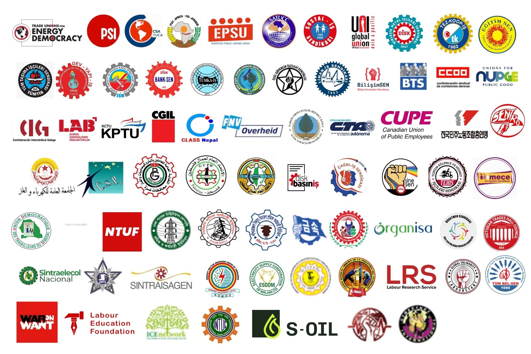 Logos of trade union bodies co-convening the TUED Interregional Meeting